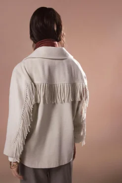 Slowlove Abrigo corto con flecos^Mujer Abrigos