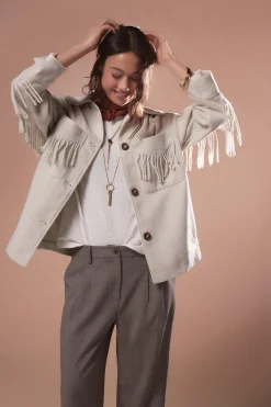 Slowlove Abrigo corto con flecos^Mujer Abrigos