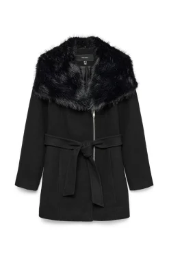 Vero Moda Abrigo de pa&ntilde;o cuello de pelo^Mujer Abrigos