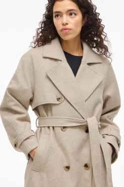 Vila Abrigo de pa&ntilde;o largo anudado^Mujer Abrigos