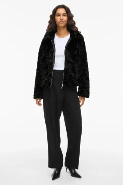 Vila Abrigo efecto pelo con cremallera^Mujer Chaquetas|Abrigos