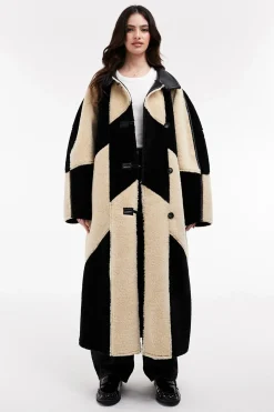 Topshop Abrigo largo bicolor combinado.^Mujer Abrigos