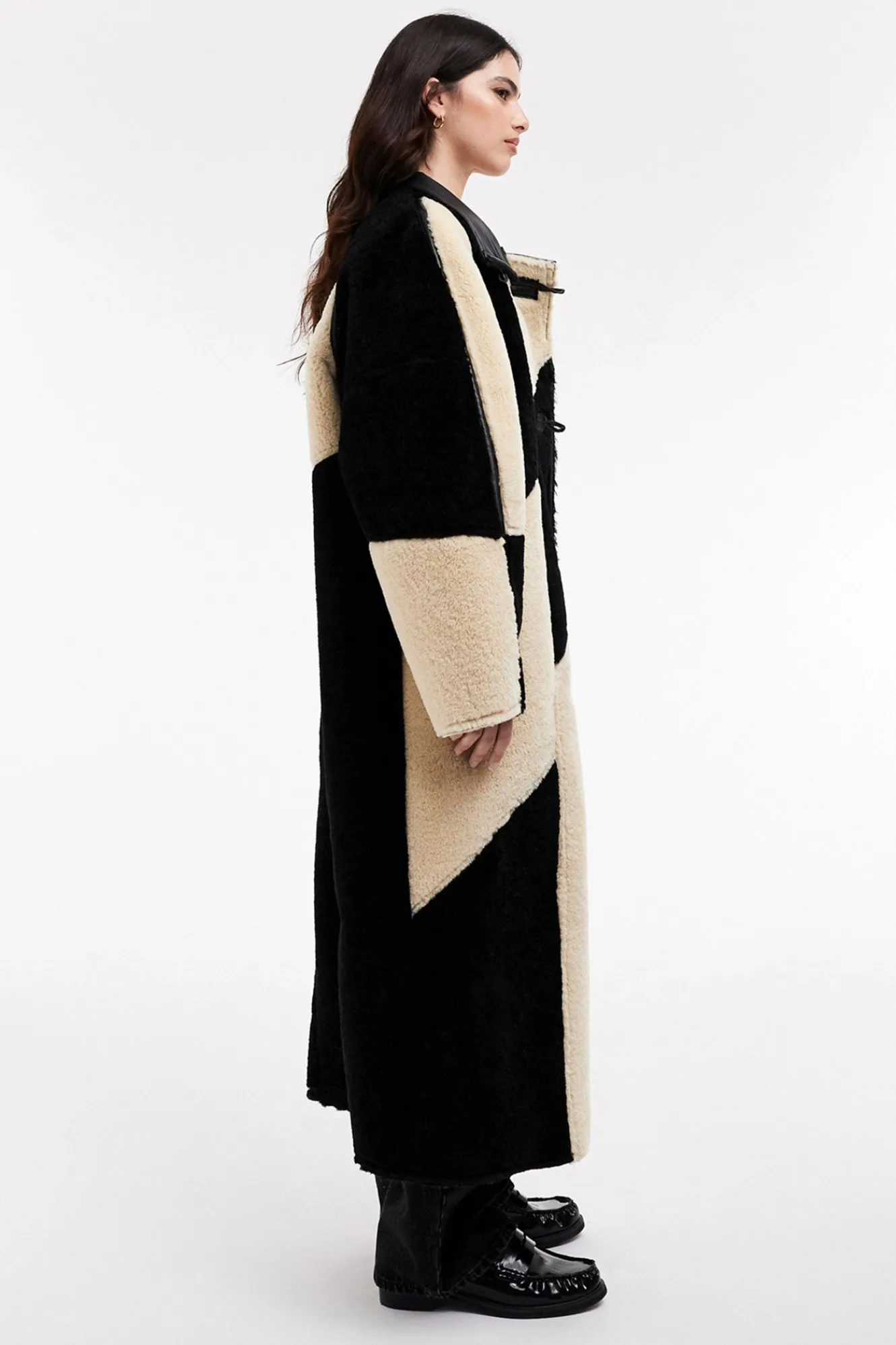 Topshop Abrigo largo bicolor combinado.^Mujer Abrigos