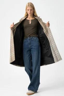 Tiffosi Abrigo Largo con Estampado de Cuadros^Mujer Abrigos