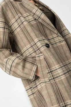 Tiffosi Abrigo Largo con Estampado de Cuadros^Mujer Abrigos