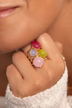 Singularu Anillo Celebrate Azul Ba&ntilde;o Oro^Mujer Bisutería