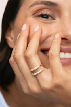 Singularu Anillo Doble Scarlett Ba&ntilde;o Oro^Mujer Bisutería