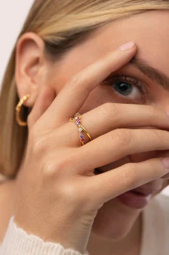 Singularu Anillo Estelar Cross Ba&ntilde;o oro^Mujer Bisutería