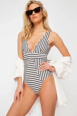 Trendyol Ba&ntilde;ador de rayas escote en V^Mujer Baño
