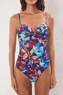 Trendyol Ba&ntilde;ador escote fruncido tropical^Mujer Baño