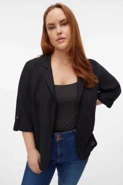 Vero Moda Curve Blazer de mujer abierta con solapa talla grande^Mujer Chaquetas|Lino