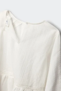 Springfield Kids Blusa blanca bordados ni&ntilde;a^Niños Camisas Y Blusas