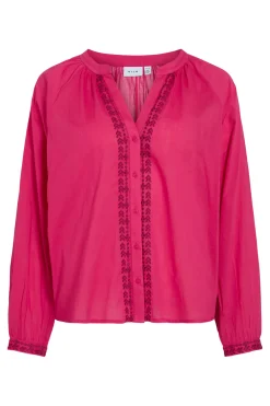 Vila Blusa con bordados de algodón orgánico^Mujer Camisas Y Blusas