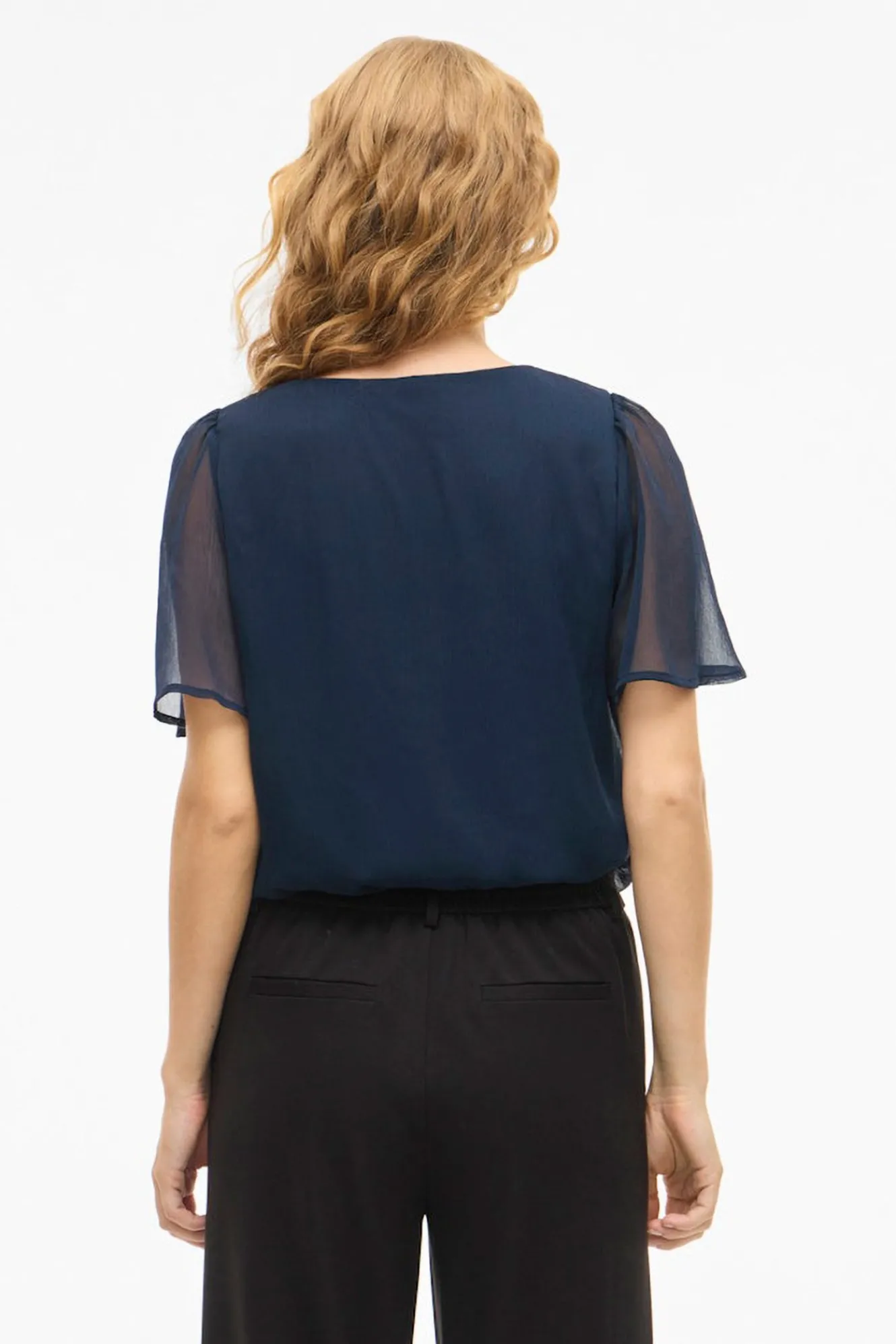 Vila Blusa de manga corta de gasa^Mujer Camisas Y Blusas