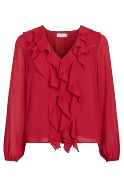 Vila Blusa de manga larga con volantes^Mujer Camisas Y Blusas