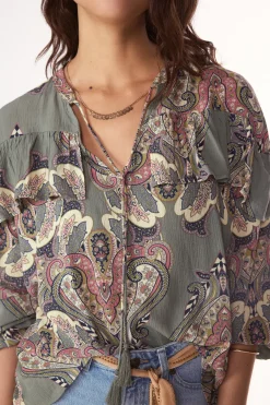 Slowlove Blusa estampada volante^Mujer Camisas Y Blusas