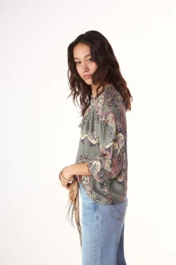 Slowlove Blusa estampada volante^Mujer Camisas Y Blusas