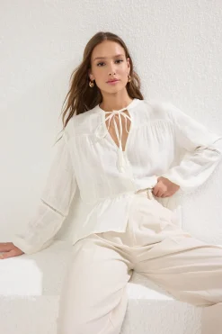 Trendyol Blusa flu&iacute;da botones^Mujer Camisas Y Blusas