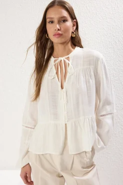 Trendyol Blusa flu&iacute;da botones^Mujer Camisas Y Blusas