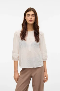 Vero Moda Blusa manga 3/4 de plumeti^Mujer Camisas Y Blusas