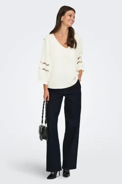 JDY Blusa manga 3/4 encaje^Mujer Camisas Y Blusas