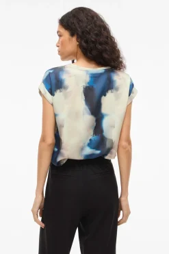 Vila Blusa manga corta satinada^Mujer Camisas Y Blusas