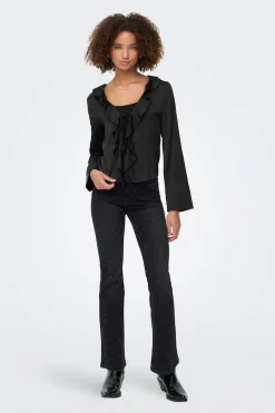 Only Blusa satinada con volante^Mujer Camisas Y Blusas