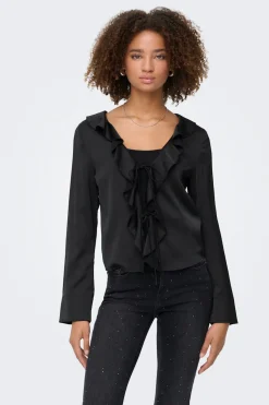 Only Blusa satinada con volante^Mujer Camisas Y Blusas