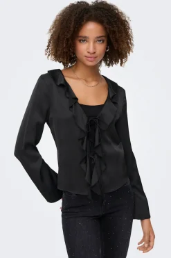 Only Blusa satinada con volante^Mujer Camisas Y Blusas