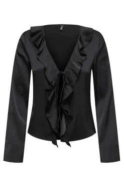 Only Blusa satinada con volante^Mujer Camisas Y Blusas