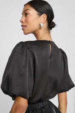 Vila Blusa satinada manga globo^Mujer Camisas Y Blusas