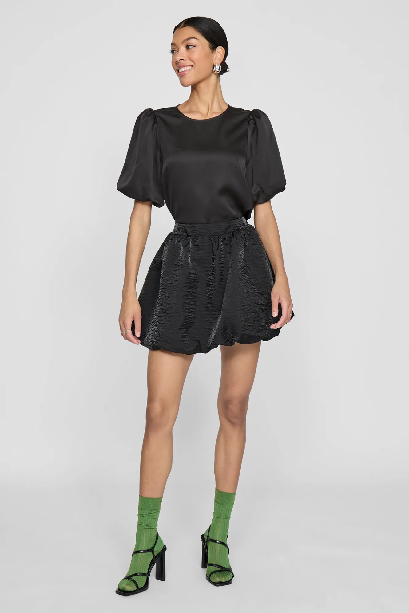 Vila Blusa satinada manga globo^Mujer Camisas Y Blusas