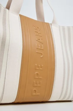 Pepe Jeans Bolso shopper lona rayas^Mujer Bolsos