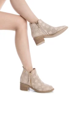 XTI Botín tacón antelina troquelado^Mujer Botas