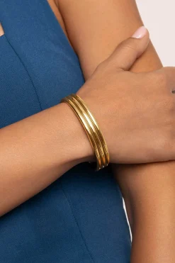 Singularu Brazalete Maxi Line Acero Ba&ntilde;o Oro^Mujer Bisutería