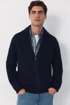 Cortefiel C&aacute;rdigan algod&oacute;n cremallera cuello polo^Hombre Jerséis Y Cárdigans