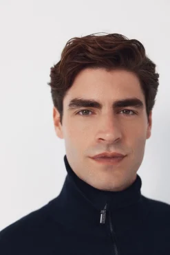 Cortefiel C&aacute;rdigan algod&oacute;n cremallera cuello polo^Hombre Jerséis Y Cárdigans