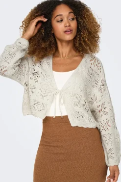 Only C&aacute;rdigan corto de crochet troquelado^Mujer Jerséis Y Cárdigans