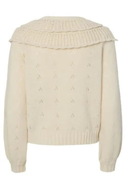 Pieces C&aacute;rdigan de punto fino con volantes y detalle calado^Mujer Jerséis Y Cárdigans