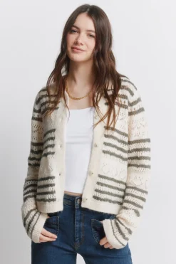 Springfield Cárdigan pointelle de rayas^Mujer Jerséis Y Cárdigans