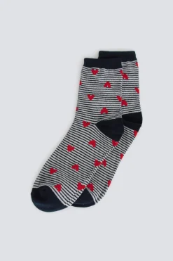 Springfield Calcet&iacute;n largo rayas con corazones^Mujer Calcetines