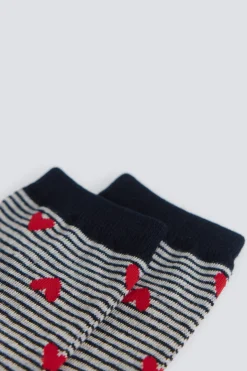 Springfield Calcet&iacute;n largo rayas con corazones^Mujer Calcetines