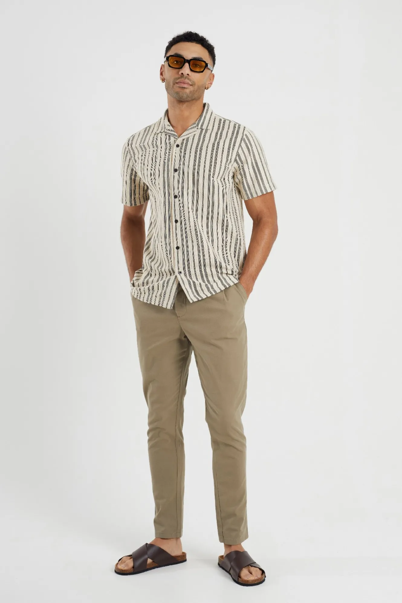 Brave Soul Camisa a rayas manga corta^Hombre Camisas