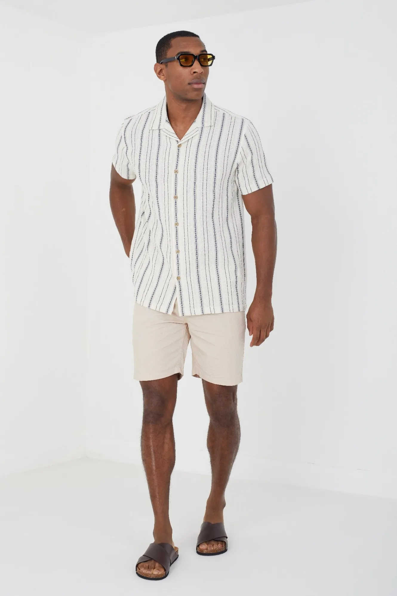 Brave Soul Camisa a rayas manga corta^Hombre Camisas