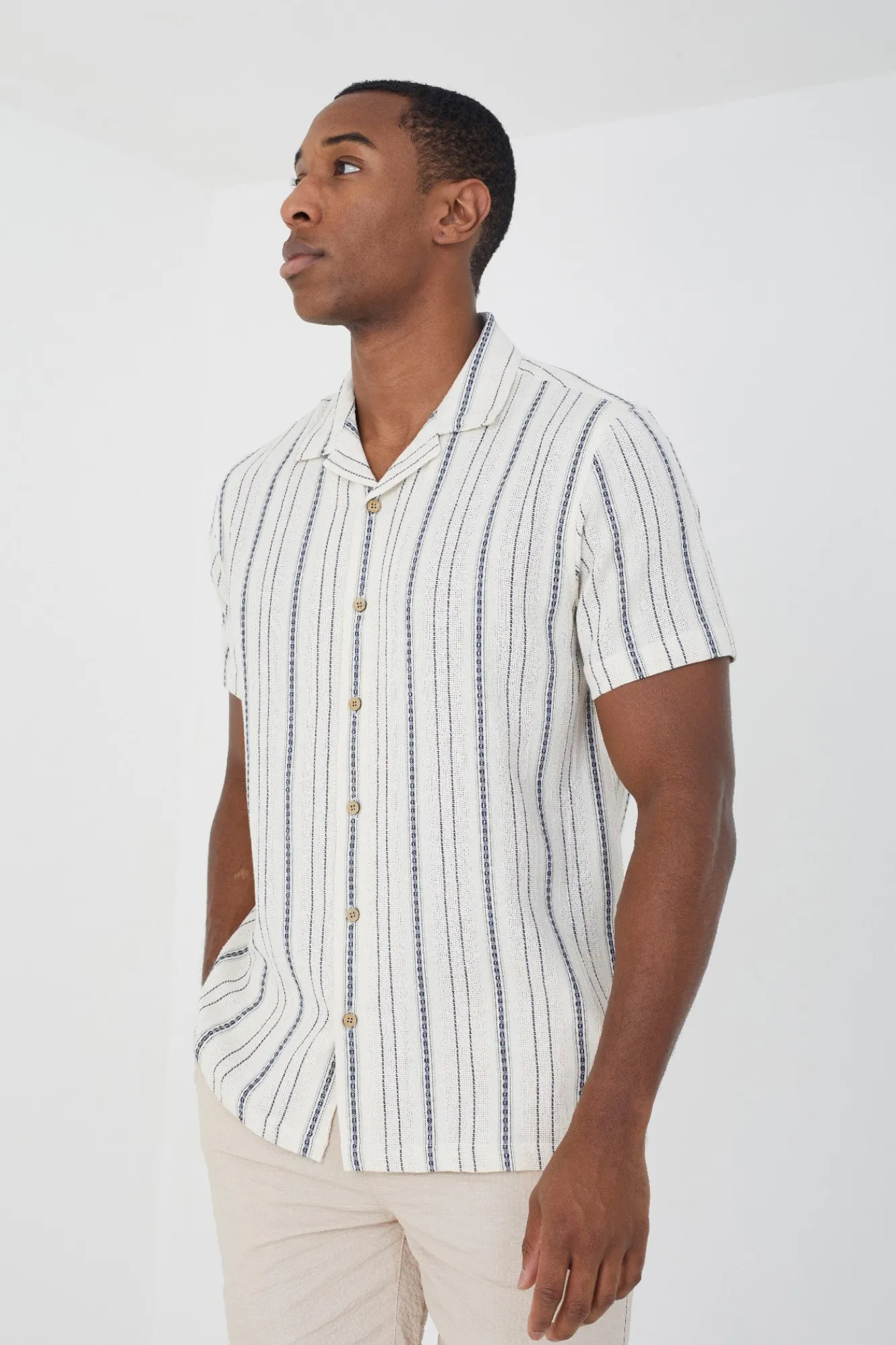 Brave Soul Camisa a rayas manga corta^Hombre Camisas