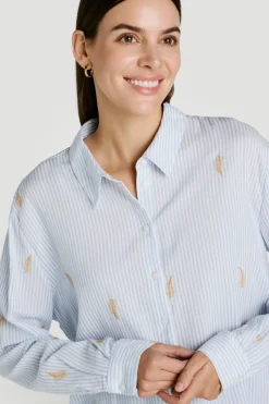 Vila Camisa con bordados de algod&oacute;n y viscosa^Mujer Camisas Y Blusas