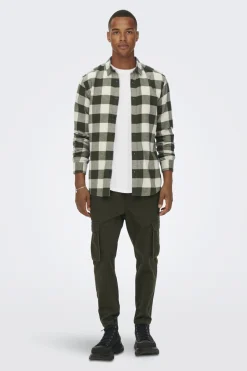 Only & Sons Camisa de hombre de manga larga y cuadros^Hombre Camisas