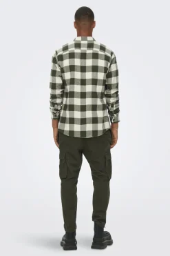 Only & Sons Camisa de hombre de manga larga y cuadros^Hombre Camisas