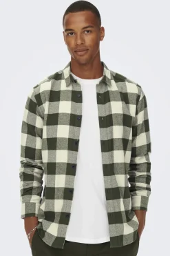 Only & Sons Camisa de hombre de manga larga y cuadros^Hombre Camisas