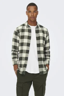 Only & Sons Camisa de hombre de manga larga y cuadros^Hombre Camisas